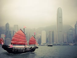Boat on Hong Kong's Victoria Harbour